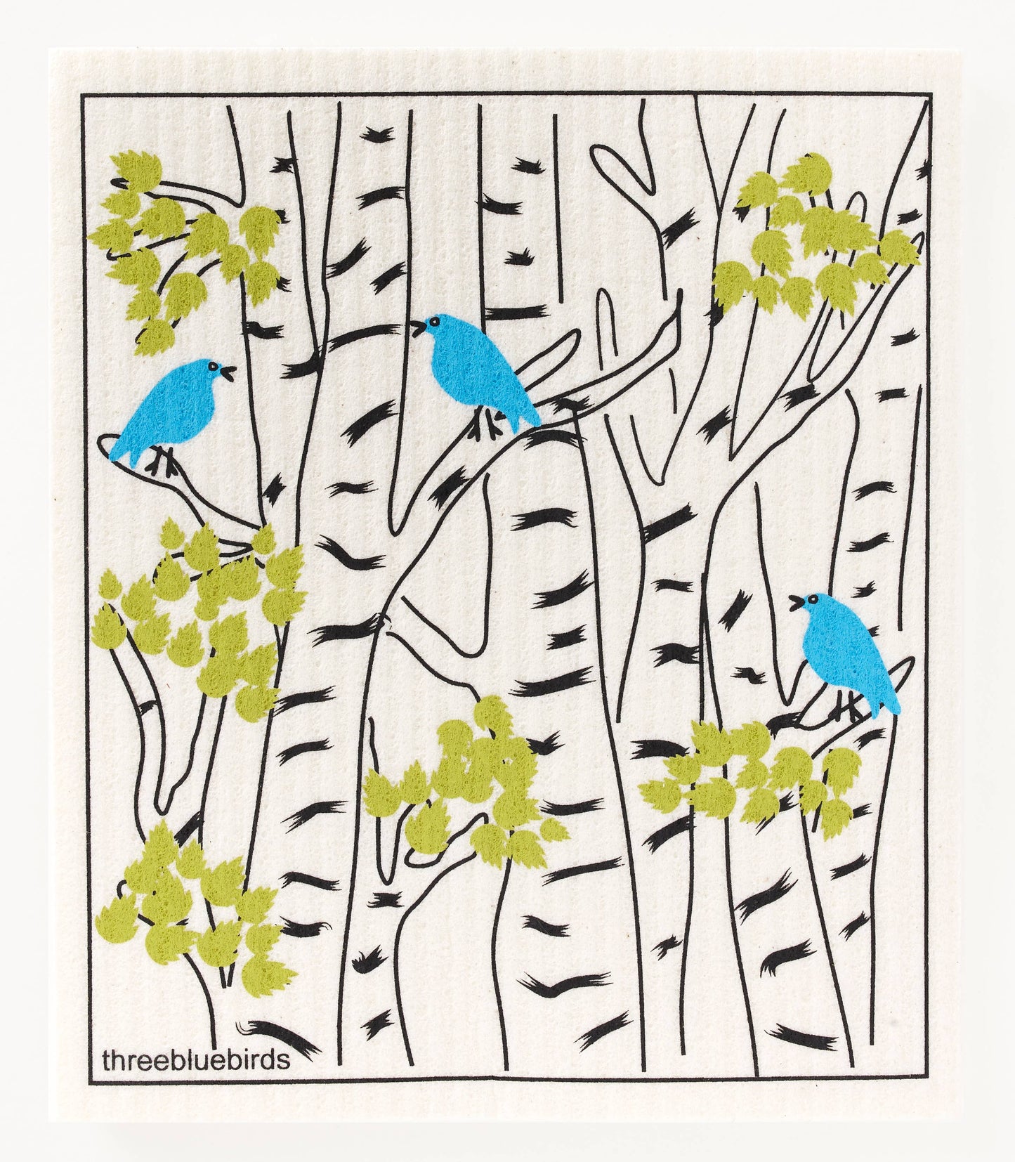 Spring Bluebirds Swedish Dishcloth