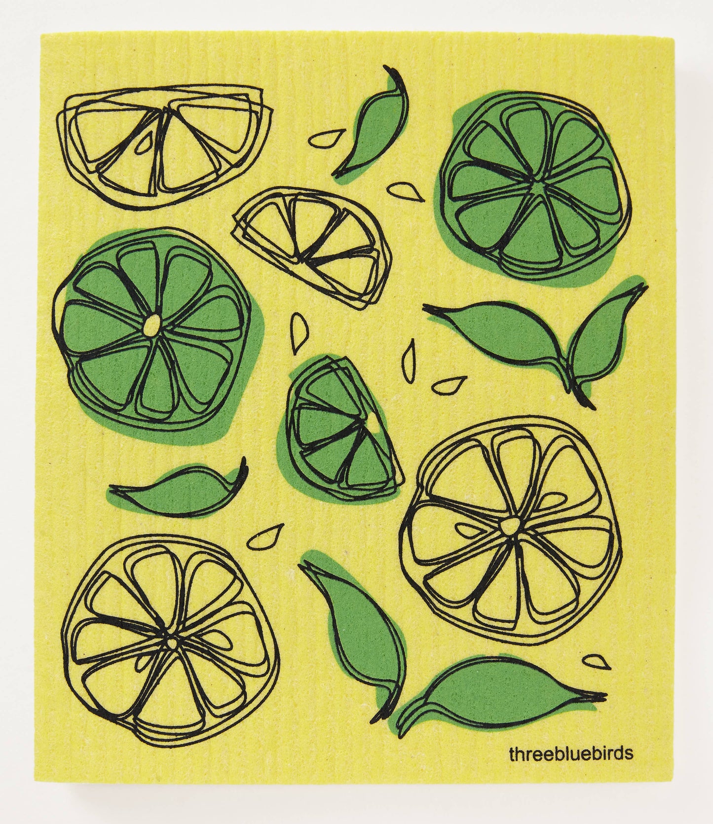 Lemon Lime on Yellow Swedish Dishcloth